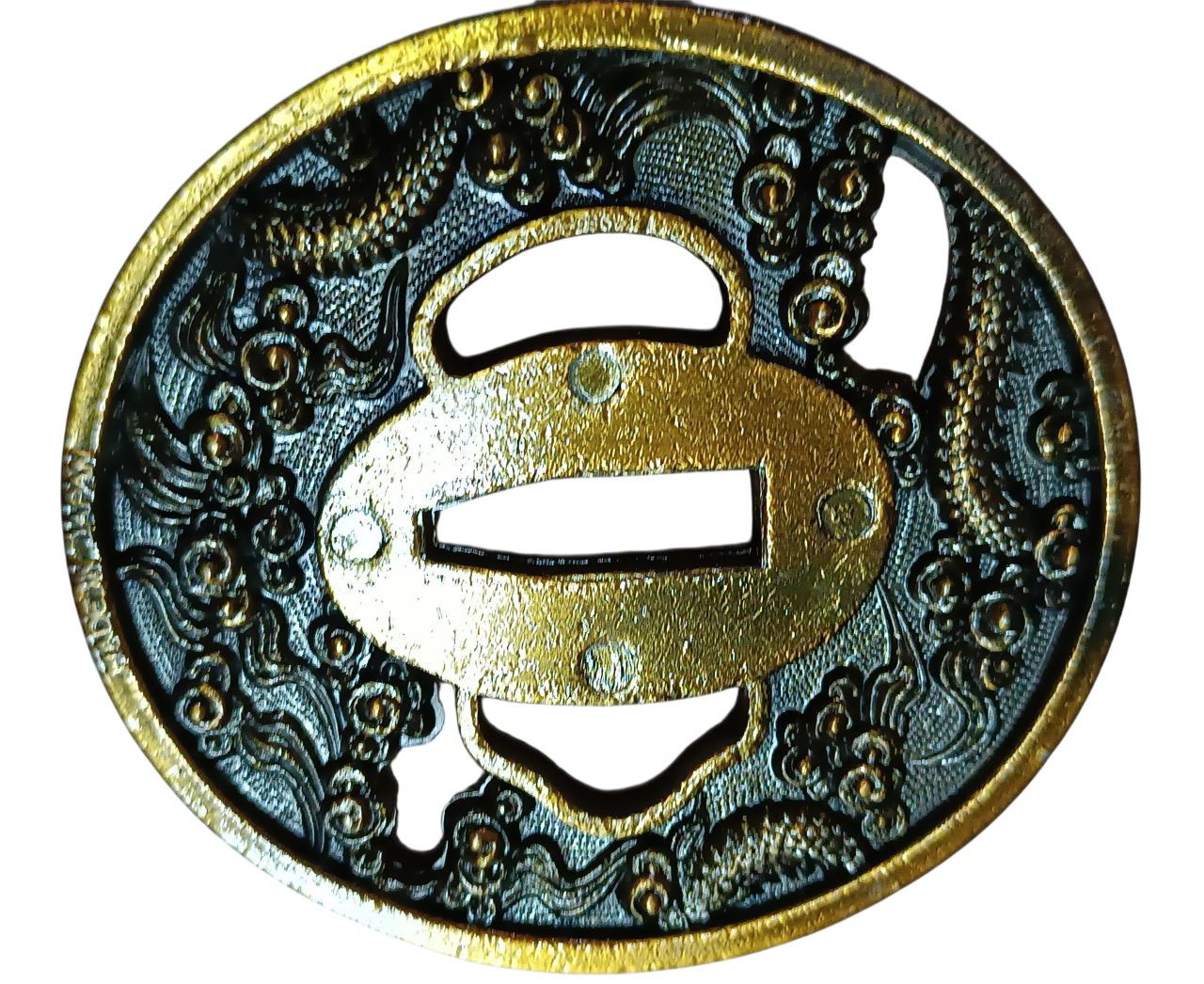 Originál Japán Tsuba – Díszített kézvédő katana és wakizashi kardokhoz