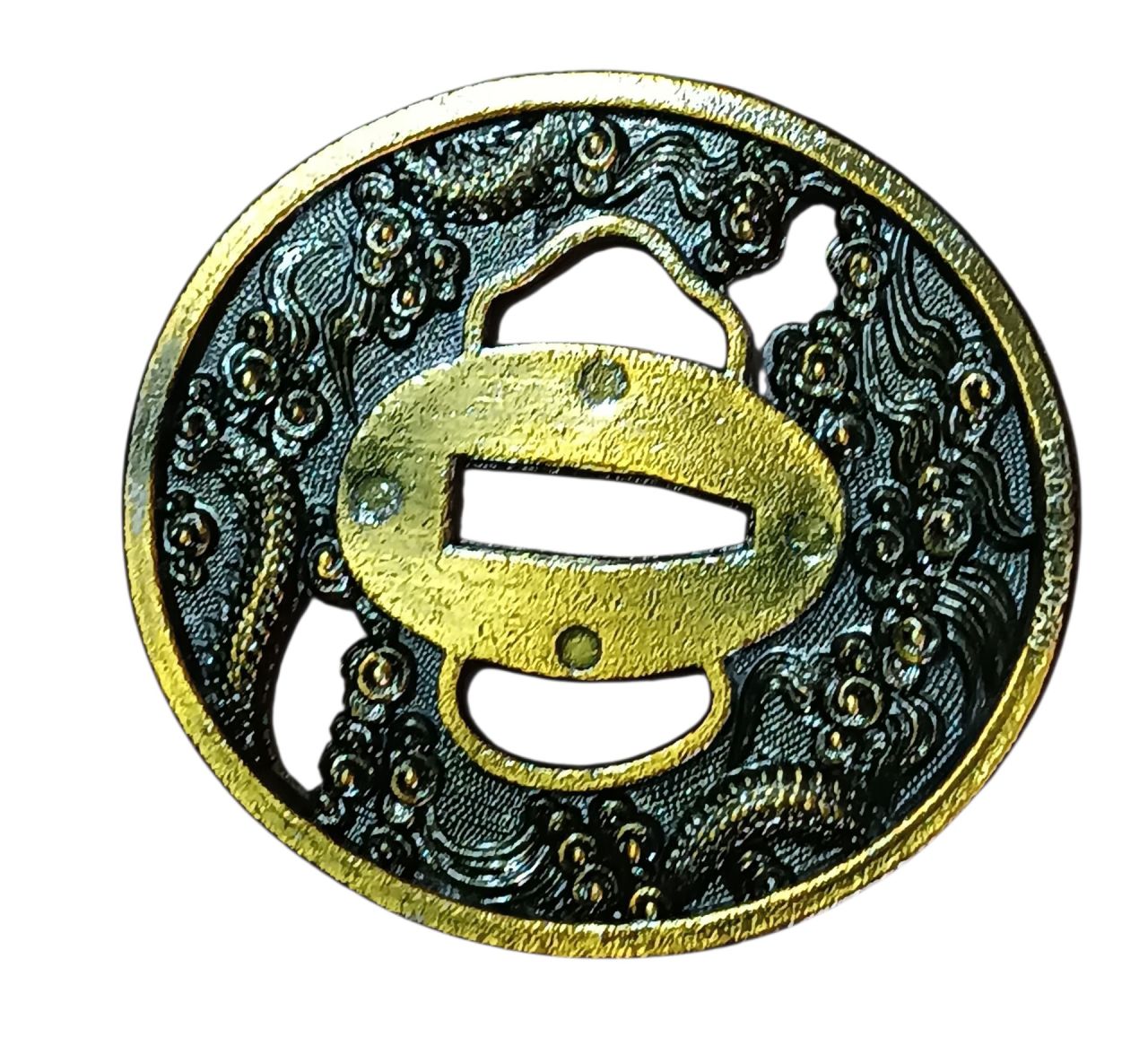 Originál Japán Tsuba – Díszített kézvédő katana és wakizashi kardokhoz