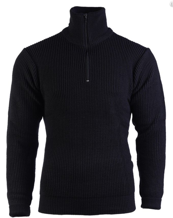 Sturm Troyer pulóver – fekete, 100% polyakril, cipzáras gallér, laza kötés