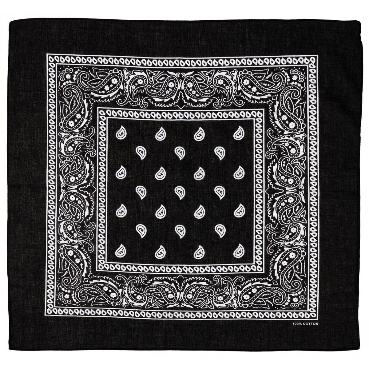 Bandana – Fekete‑Fehér Paisley Mintás, 100% Pamut (55×55 cm)