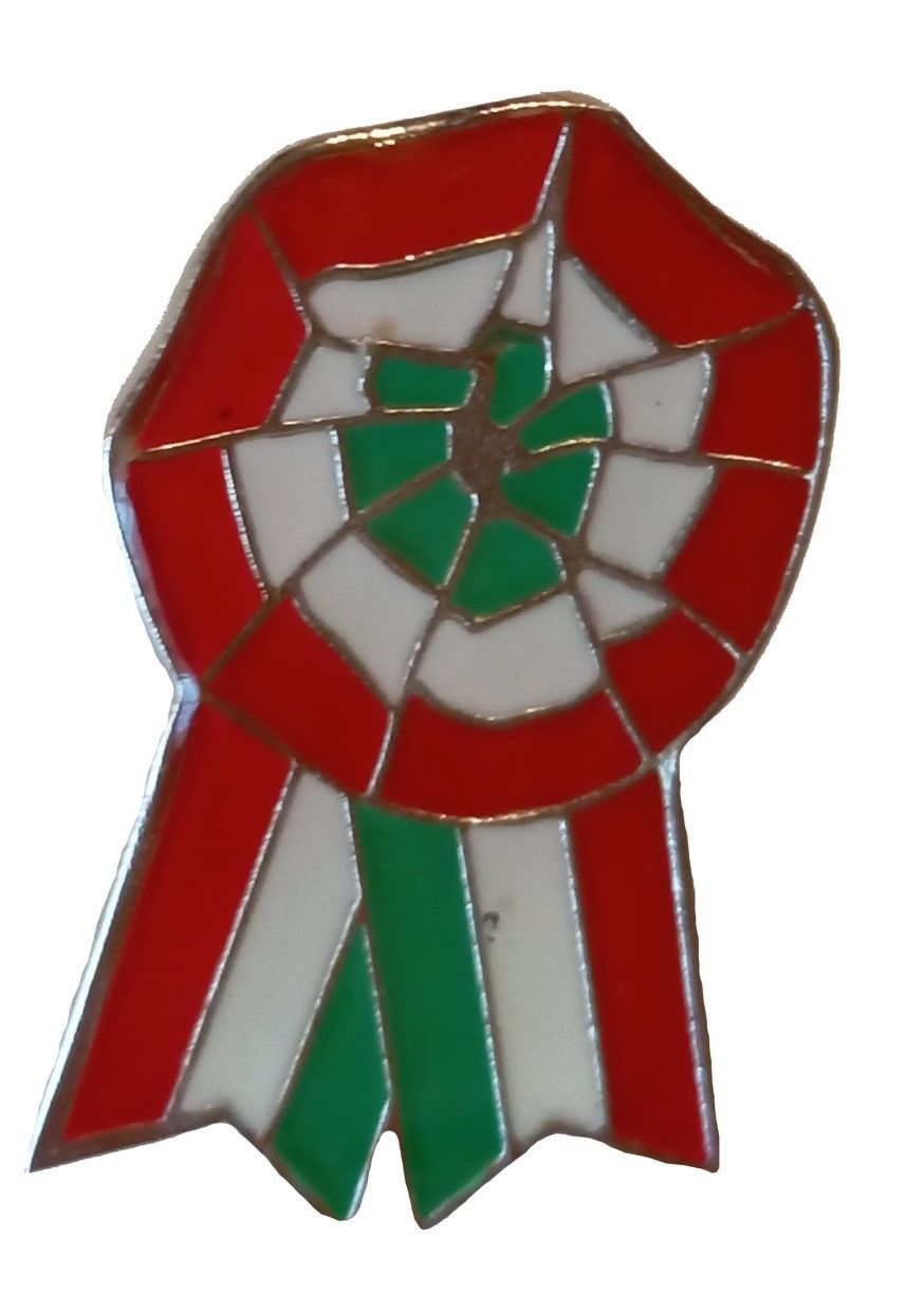 Tűzzománcozott magyar kokárda kitűző – nemzeti színű, fémből készült