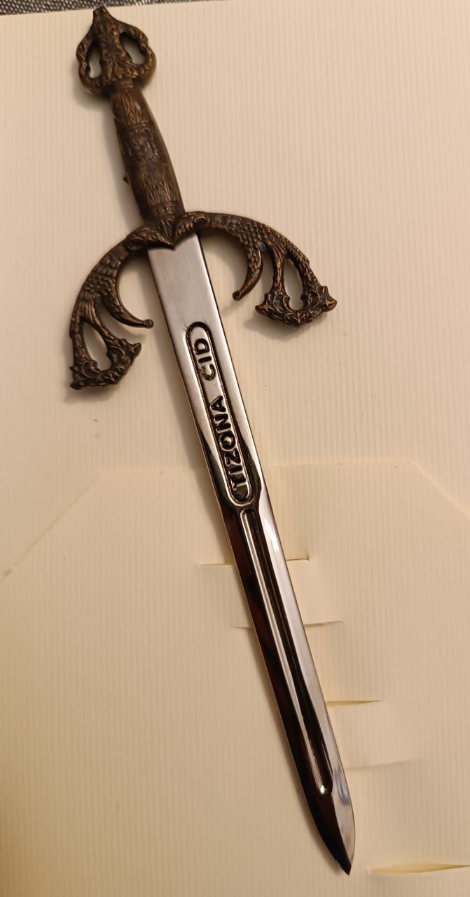 Papír vágó mini díszkard 'TIZONA DEL CID' Papír vágó mini díszkard 'TIZONA DEL CID'