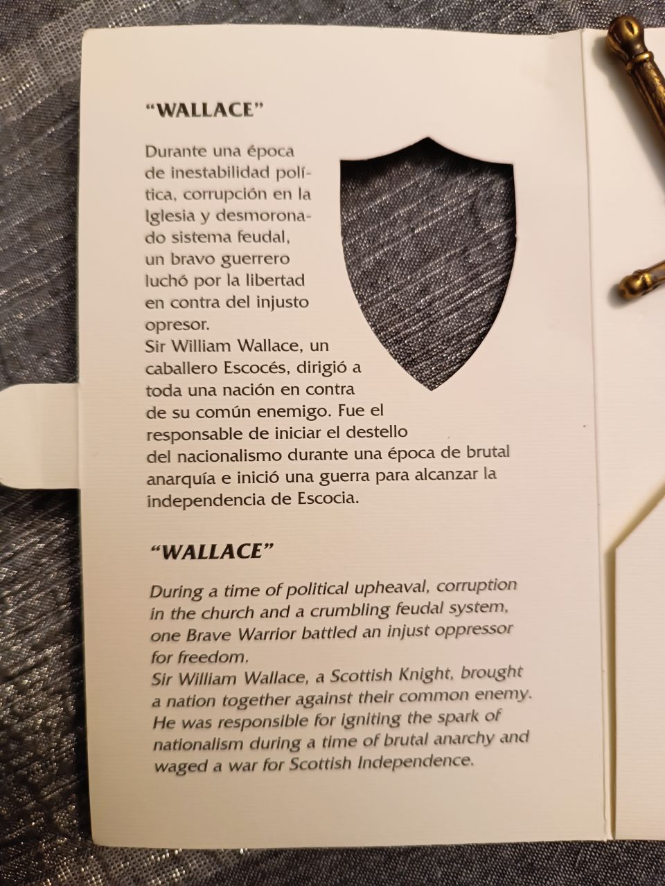 Papír vágó mini díszkard 'WALLACE'