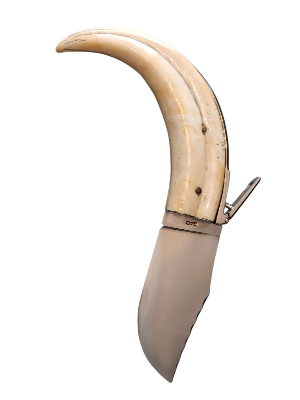 Corsicai stílusú kézműves kés – ritka, természetes eredetű, hajlított markolattal