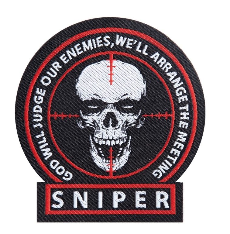 SNIPER textil felvarró – 100% poliészter, 7,2 × 6,8 cm