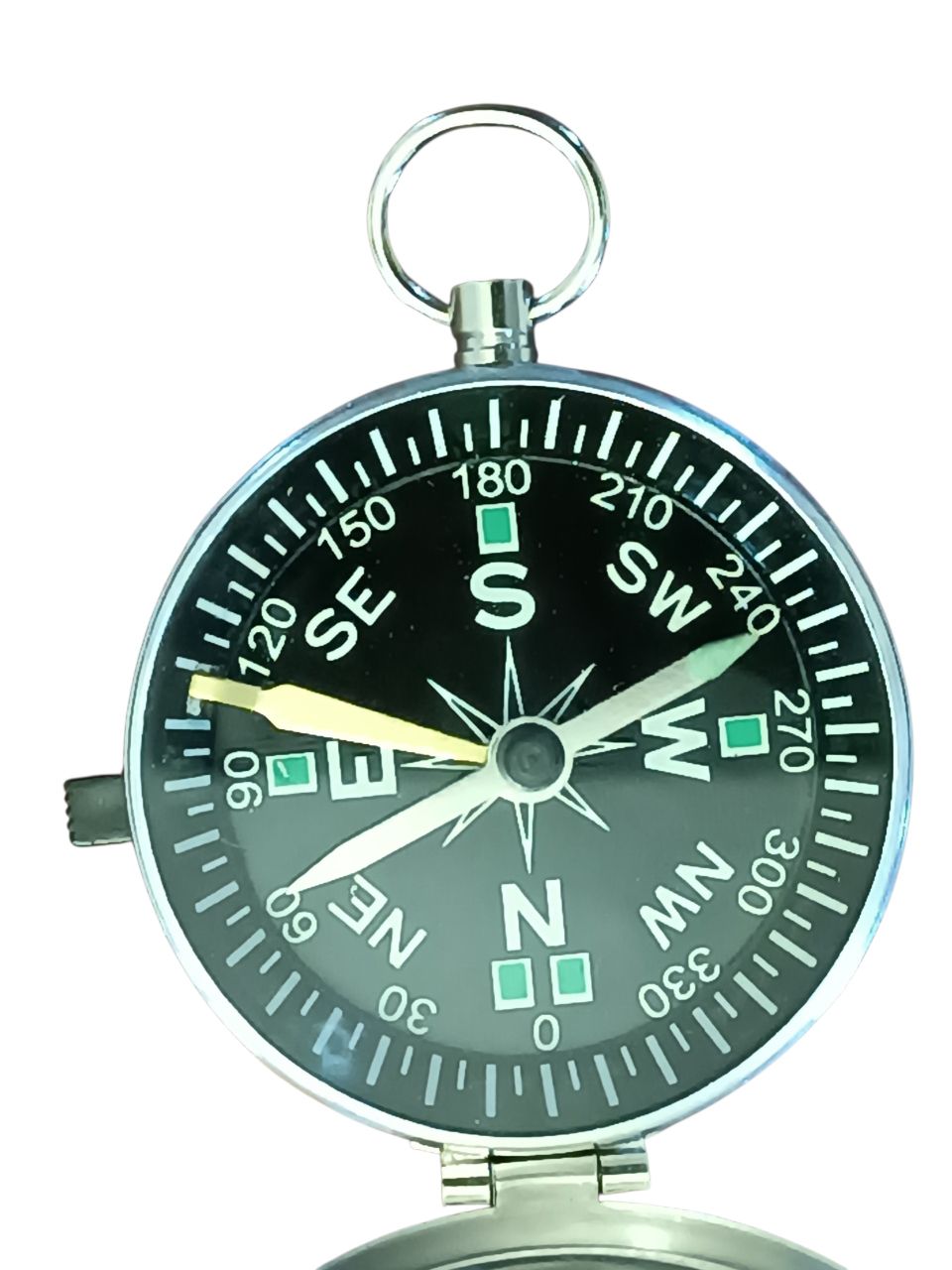 Fém zseb iránytű fedeles, ezüst kivitelben – könnyen olvasható számlappal