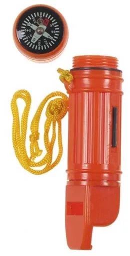 5 az 1‑ben túlélő síp vízálló tárolóval, iránytűvel és tűzgyújtóval