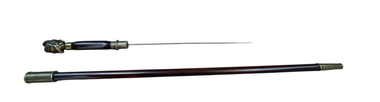Viktoriánus stílusú dísz tőrösbot – sisakos férfifejes markolattal (92 cm) Viktoriánus stílusú dísz tőrösbot – sisakos férfifejes markolattal (92 cm)