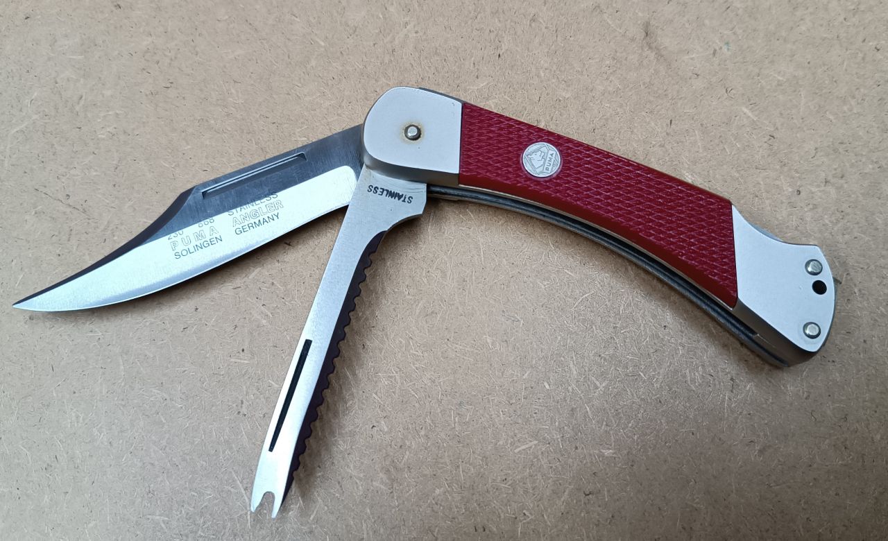 Puma Angler Solingen Horgász Zsebkés Piros Markolattal